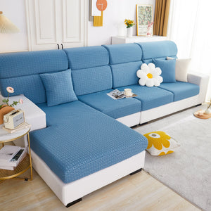 Growth Rings Jacquard Fleece Fabric Stretch Cushion Cover, Non-Slip Furniture Protector for Kids, Couch Cushion Covers