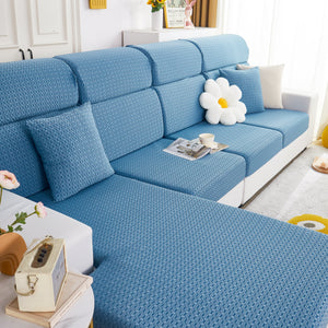 Growth Rings Jacquard Fleece Fabric Stretch Cushion Cover, Non-Slip Furniture Protector for Kids, Couch Cushion Covers