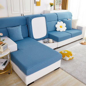 Growth Rings Jacquard Fleece Fabric Stretch Cushion Cover, Non-Slip Furniture Protector for Kids, Couch Cushion Covers