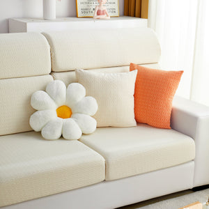 Growth Rings Jacquard Fleece Fabric Stretch Cushion Cover, Non-Slip Furniture Protector for Kids, Couch Cushion Covers