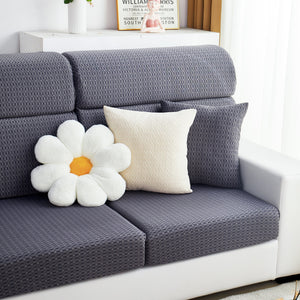 Growth Rings Jacquard Fleece Fabric Stretch Cushion Cover, Non-Slip Furniture Protector for Kids, Couch Cushion Covers