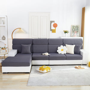 Growth Rings Jacquard Fleece Fabric Stretch Cushion Cover, Non-Slip Furniture Protector for Kids, Couch Cushion Covers