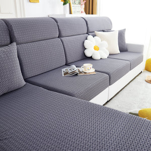 Growth Rings Jacquard Fleece Fabric Stretch Cushion Cover, Non-Slip Furniture Protector for Kids, Couch Cushion Covers