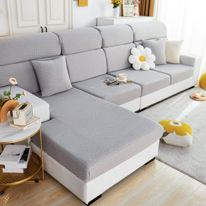 Growth Rings Jacquard Fleece Fabric Stretch Cushion Cover, Non-Slip Furniture Protector for Kids, Couch Cushion Covers