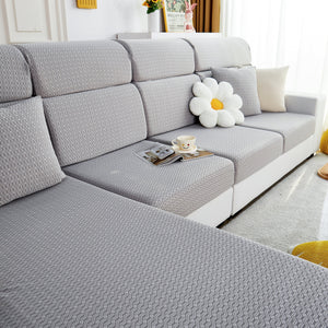 Growth Rings Jacquard Fleece Fabric Stretch Cushion Cover, Non-Slip Furniture Protector for Kids, Couch Cushion Covers