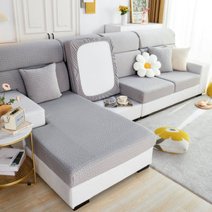 Growth Rings Jacquard Fleece Fabric Stretch Cushion Cover, Non-Slip Furniture Protector for Kids, Couch Cushion Covers