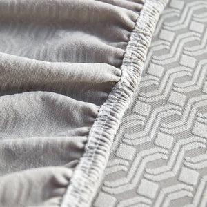 Growth Rings Jacquard Fleece Fabric Stretch Cushion Cover, Non-Slip Furniture Protector for Kids, Couch Cushion Covers