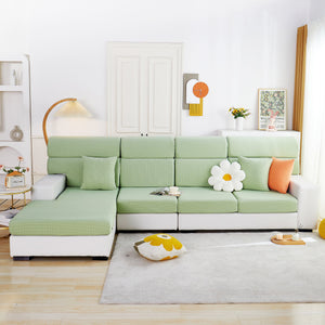 Growth Rings Jacquard Fleece Fabric Stretch Cushion Cover, Non-Slip Furniture Protector for Kids, Couch Cushion Covers