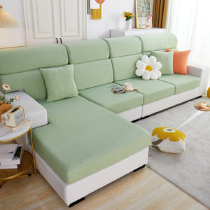 Growth Rings Jacquard Fleece Fabric Stretch Cushion Cover, Non-Slip Furniture Protector for Kids, Couch Cushion Covers