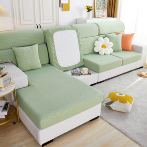 Growth Rings Jacquard Fleece Fabric Stretch Cushion Cover, Non-Slip Furniture Protector for Kids, Couch Cushion Covers