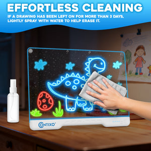 Contixo WB1 16" Led Drawing Board for Kids Rechargeable, Portable Doodle Glow LED Note Board With 10 Light Modes, Neon Art Dry Erase Light Up Drawing Pad With Stand, Ideal Gifts for Kids Boys & Girls
