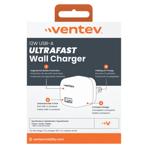 Ventev 12W USB A Universal Mini Wall Charger by Ventev