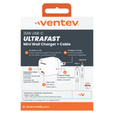 Ventev 20W ULTRAFAST USB C Universal Mini Wall Charger and USB C to Apple Lightning Cable by Ventev