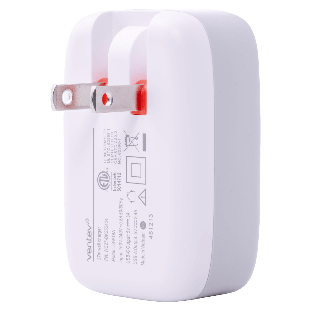 Ventev 27W Dual USB C and USB A Wall Charger by Ventev