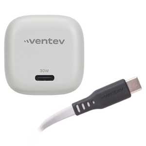 Ventev 30W PD PPS Mini USB C Wall Charger and USB C to USB C Cable 3.3ft by Ventev