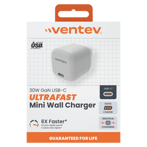 Ventev 30W ULTRAFAST USB C Universal GaN Mini Wall Charger by Ventev