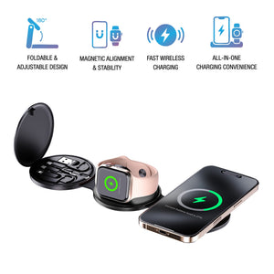 Ultimate 5-in-1 Tech Bundle: Folding Wireless Charger & Multi-Function Bedside Alarm Clock