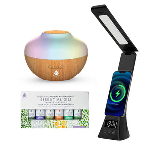 Pursonic Workstation Wellness Bundle – Diffuser, 6 Oils & 3-in-1 LED Desk Lamp by Pursonic