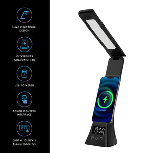 Smart Home Essentials Bundle: All-in-One Alarm Clock & 3-in-1 LED Desk Lamp with Wireless Charging