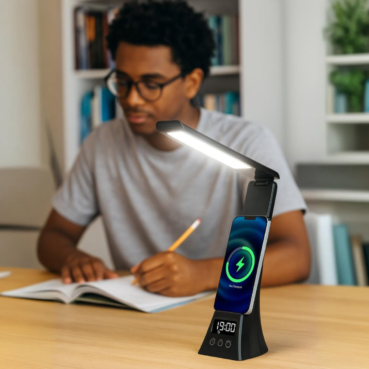 Smart Home Essentials Bundle: All-in-One Alarm Clock & 3-in-1 LED Desk Lamp with Wireless Charging