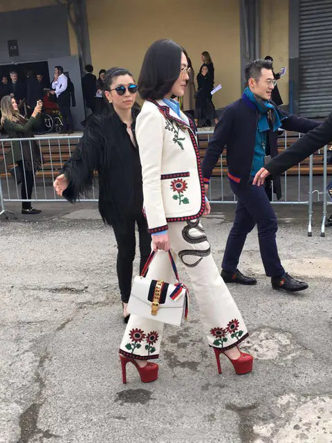 Small Square Bag with Ribbon and Wine God Design