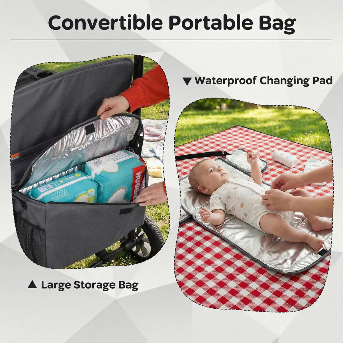 Wagon Stroller for 4 Kids Foldable 4-Seater Push-Pull Toddler Stroller-Gray