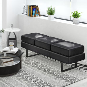 Waiting Room Bench Seating Long Bench with Metal Frame Leg-Black