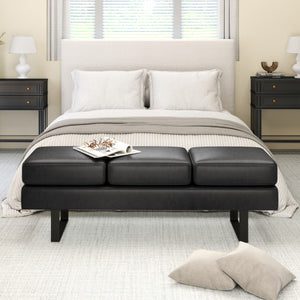 Waiting Room Bench Seating Long Bench with Metal Frame Leg-Black