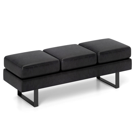 Waiting Room Bench Seating Long Bench with Metal Frame Leg-Black