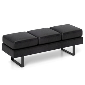 Waiting Room Bench Seating Long Bench with Metal Frame Leg-Black