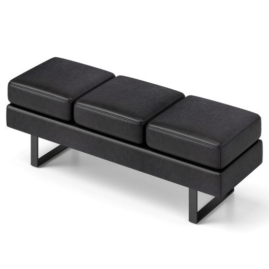 Waiting Room Bench Seating Long Bench with Metal Frame Leg-Black
