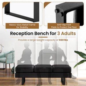 Waiting Room Bench Seating Long Bench with Metal Frame Leg-Black