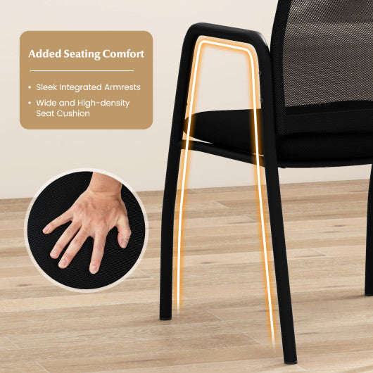 Waiting Room Chair Set of 2 Office Guest Chairs with Ergonomic Mesh Backrest-Black