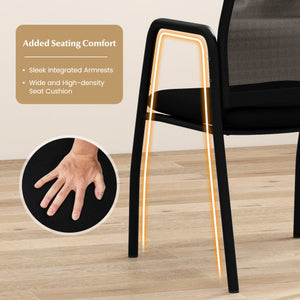 Waiting Room Chair Set of 2 Office Guest Chairs with Ergonomic Mesh Backrest-Black