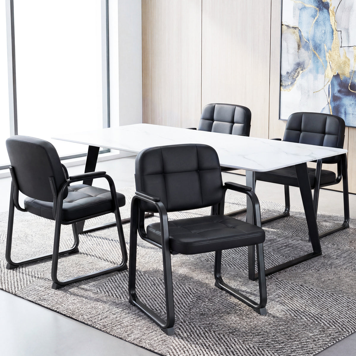 Waiting Room Guest Chairs Set of 2 Leather Office Reception Chairs-Set of 2