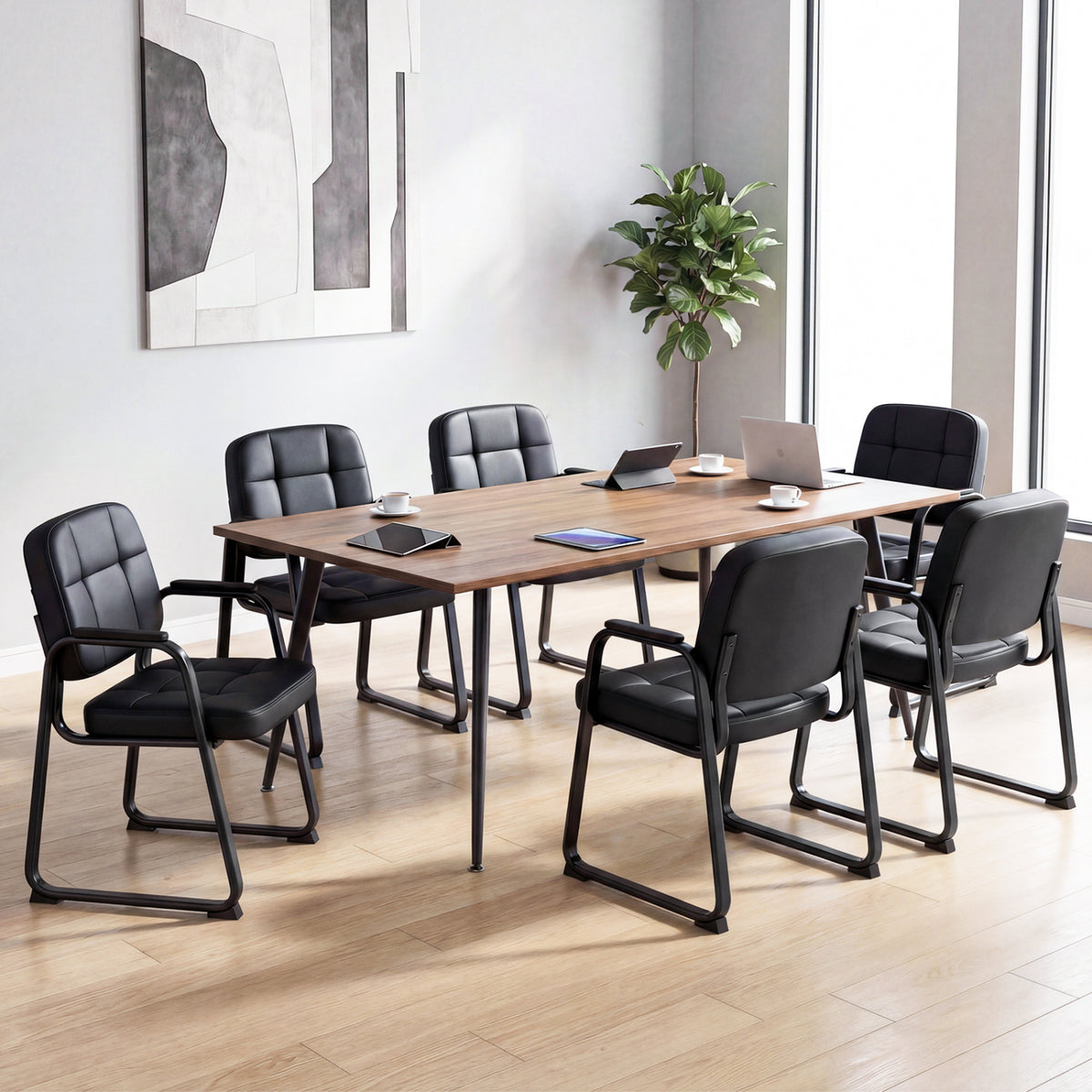 Waiting Room Guest Chairs Set of 2 Leather Office Reception Chairs-Set of 2