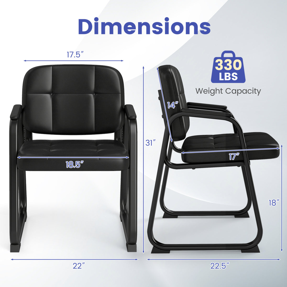 Waiting Room Guest Chairs Set of 4 Leather Office Reception Chairs
