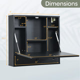 Wall-Mount Floating Desk Foldable Space Saving Laptop Workstation Black