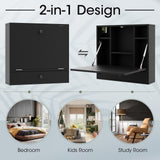 Wall-Mount Floating Desk Foldable Space Saving Laptop Workstation Black