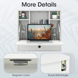 Wall-Mount Floating Desk Foldable Space Saving Laptop Workstation Black