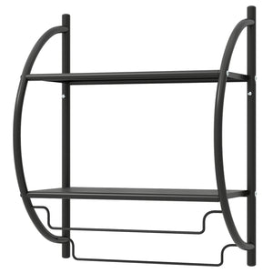 Wall Mounted 2-Tier Bathroom Towel Rack with 2 Towel Bars-Black