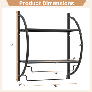 Wall Mounted 2-Tier Bathroom Towel Rack with 2 Towel Bars-Black