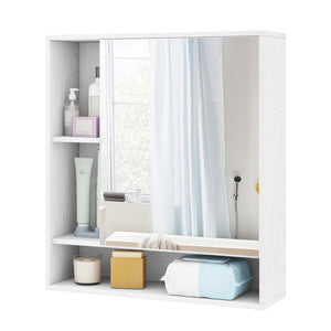 Wall Mounted  Bathroom Cabinet with Mirror Single Door-White