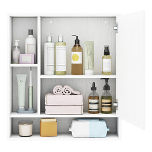Wall Mounted  Bathroom Cabinet with Mirror Single Door-White