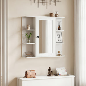 Wall Mounted Bathroom Medicine Cabinet with Mirror and Shelves-White