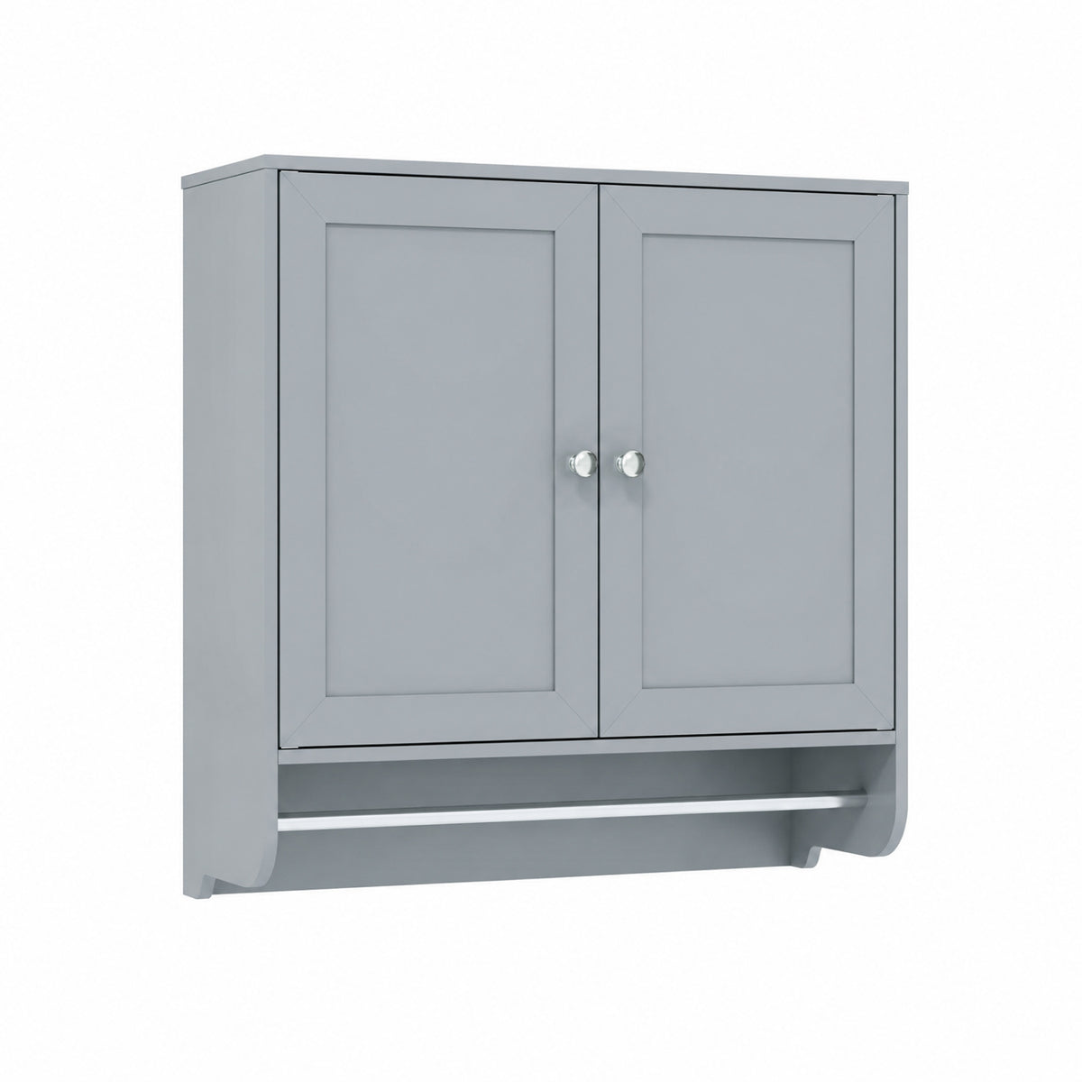 Wall Mounted Bathroom Storage Medicine Cabinet with Towel Bar-Gray
