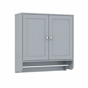Wall Mounted Bathroom Storage Medicine Cabinet with Towel Bar-Gray
