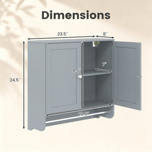Wall Mounted Bathroom Storage Medicine Cabinet with Towel Bar-Gray