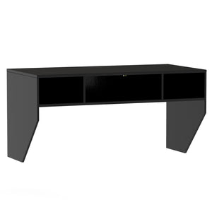 Wall-Mounted Computer Desk Floating Laptop Desk with 3 Storage Compartments-Black