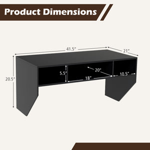 Wall-Mounted Computer Desk Floating Laptop Desk with 3 Storage Compartments-Black